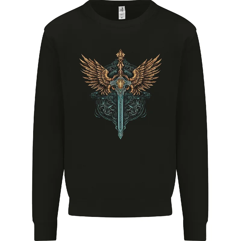 Bonus Savings trendy fitness sweatshirtA Viking Sword With Wings Excalibur Tribal Mens Sweatshirt Jumper