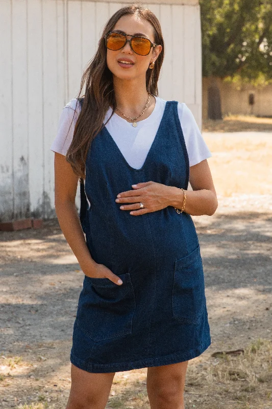 Overstock shift dressCharcoal Denim Front Pocket Maternity Skirt Overalls