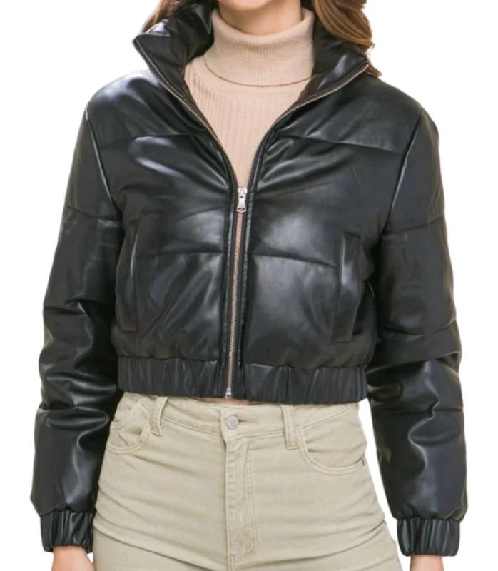 Early Access Cropped Puffer Jacket In Black
