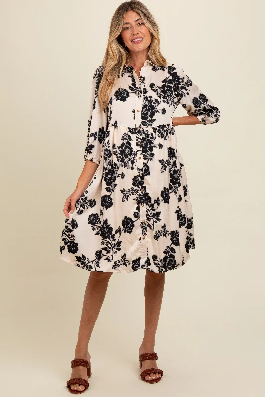 Today Only pleated maxi dressCream Floral Button Down Collared Maternity Dress