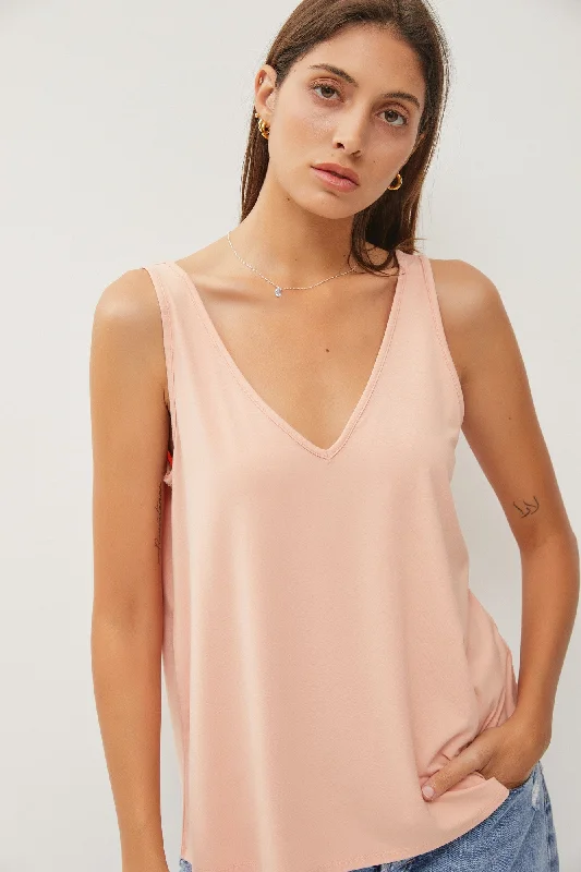 Buy Now lace dressPeach V-Neck Tank Top