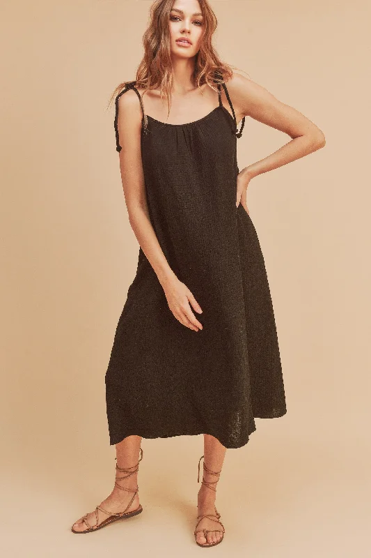 Epic Deals statement dressBlack Shoulder Tie Dress