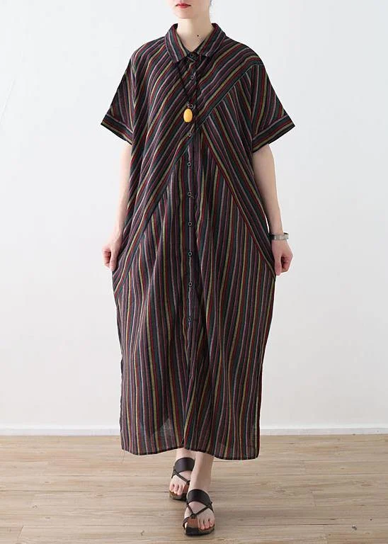 Price Drop Alert vintage dressItalian yellow green linen dresses lapel collar Art summer shirt Dress