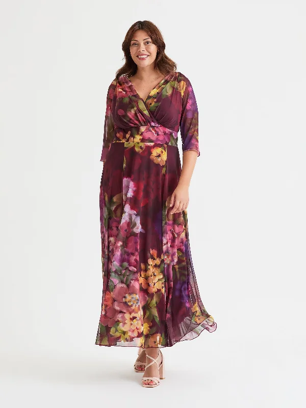 Super Savings classic fit-and-flare dressVerity Magenta Floral Print Maxi Gown