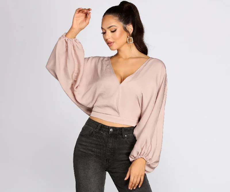 Fantastic Offers Go With The Flow Surplice Crop Top