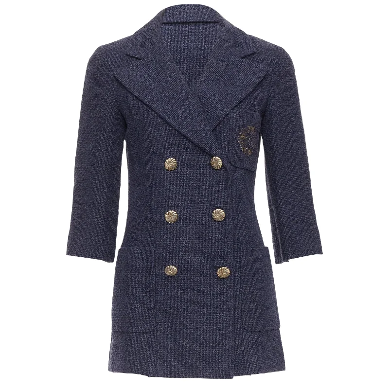 Take Advantage Chanel tweed CC pocket double breast schoolboy jacket