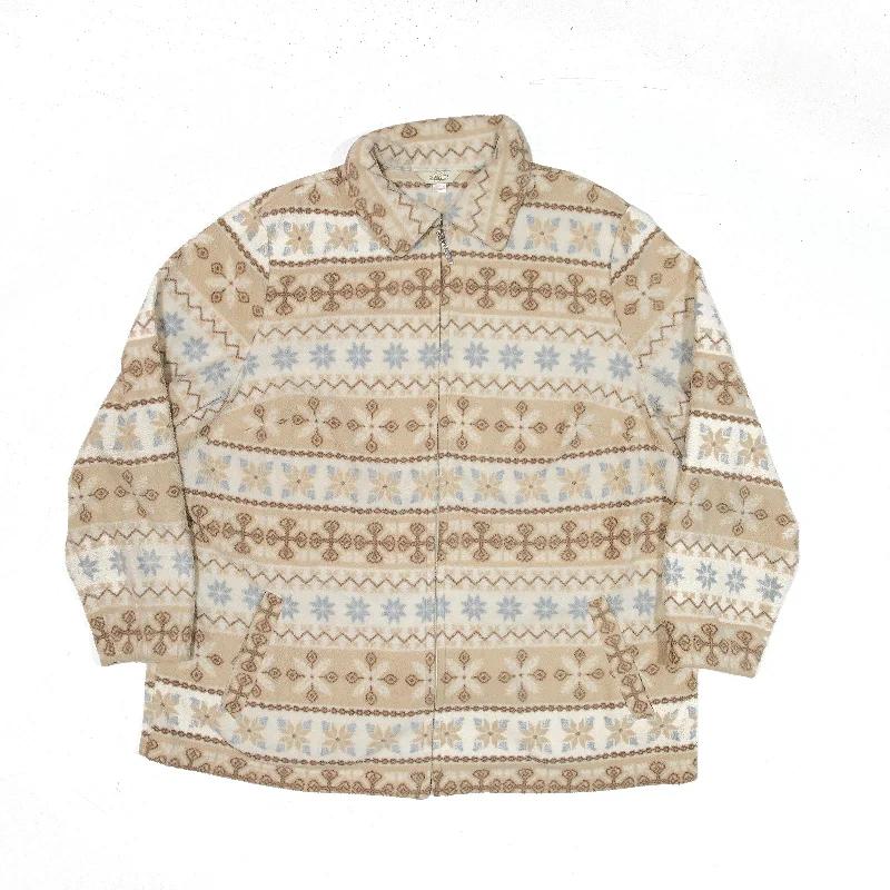 Grand Opening Sale zip-up jacketCLASSICS Jacket Beige Fair Isle Fleece Womens L