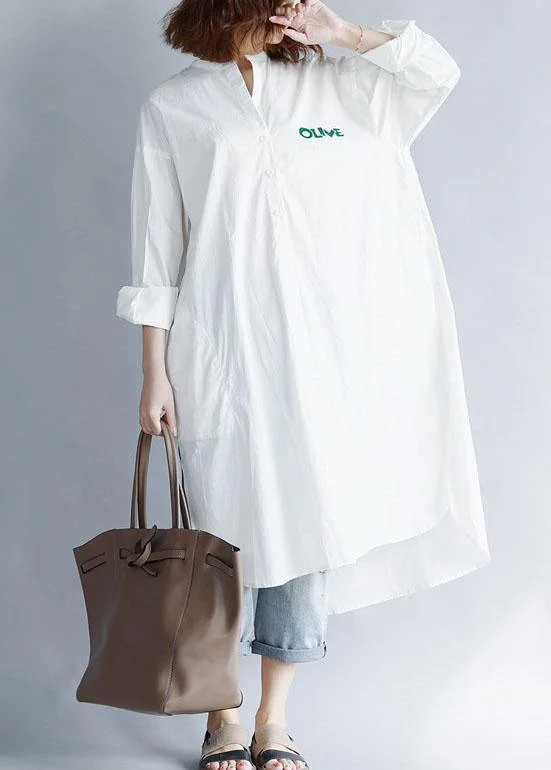 Best Deals shift dressFrench white cotton quilting clothes side open Maxi summer Dresses