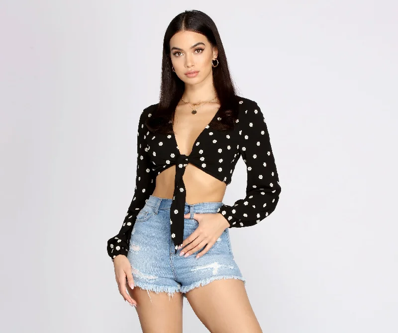 Mega Sale Floral Daze Tie Front Top
