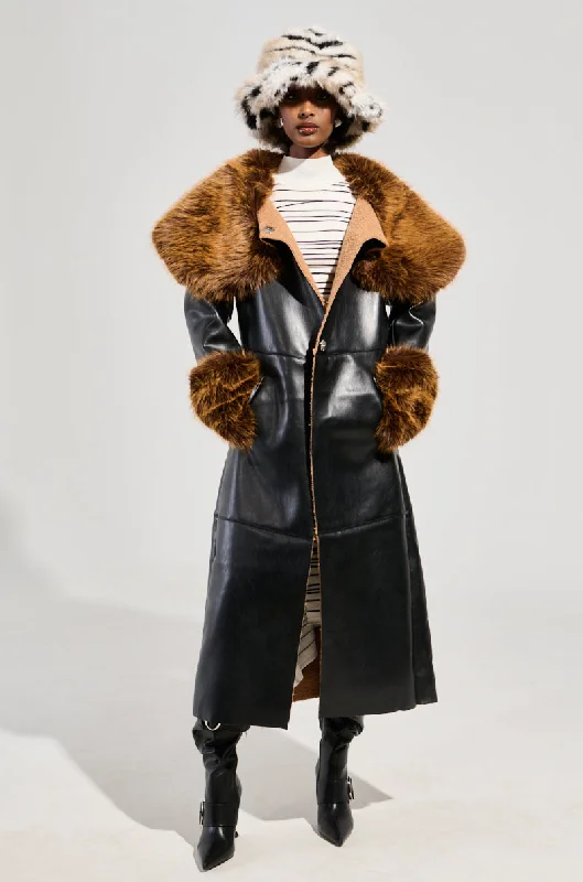 Sale Event functional coatSIREN FUR TRIM TRENCH COAT
