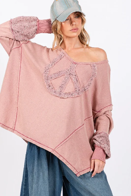 Limited Time SAGE + FIG Peace Sign Mineral Wash Terry Top