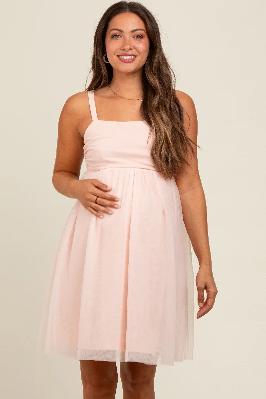 Price Smash casual dressLight Pink Tulle Skirt Maternity Dress