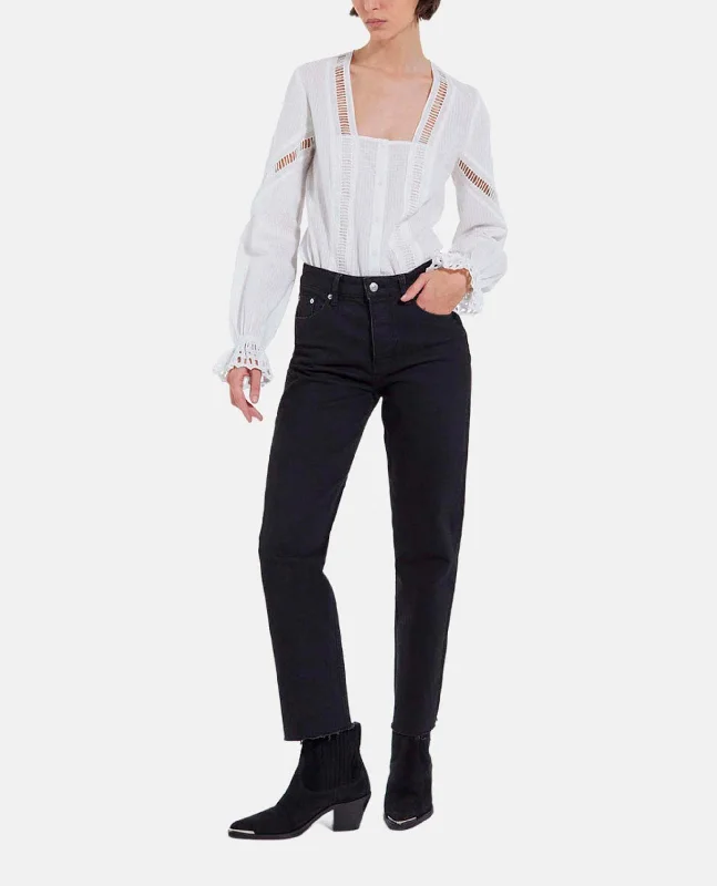 Savings Galore Ecru Cotton Embroidered Long-Sleeve Top | Women | Off White