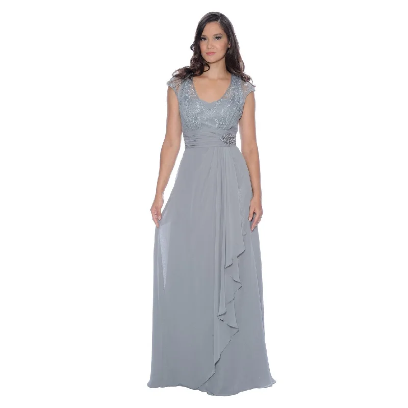 Weekend Deal Decode 1.8 - Lace Scoop Top Chiffon Gown 182924