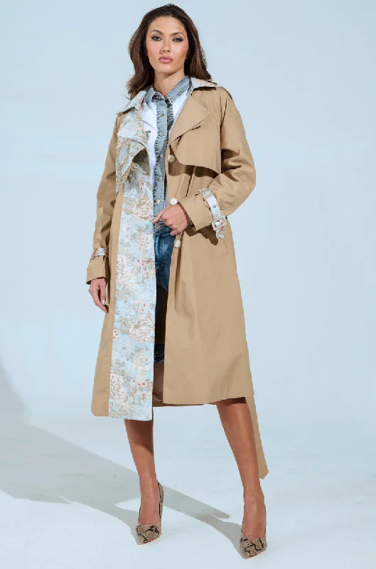 Year-End Sale premium puffer coatPEEKABOO BROCADE TRIM TRENCH