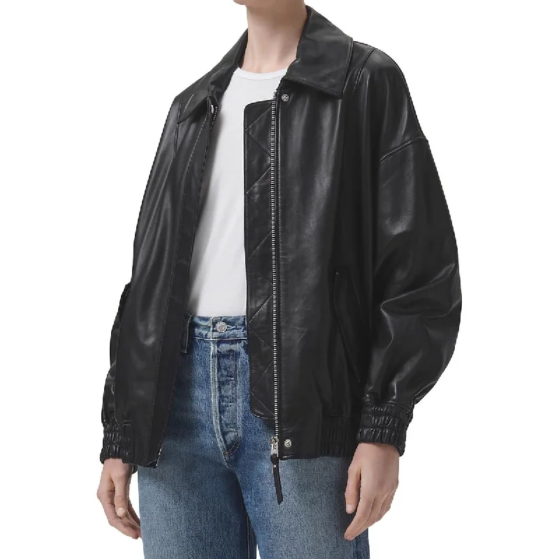 Loyalty Reward Ava Womens Leather Cold Weather Bomber Jacket