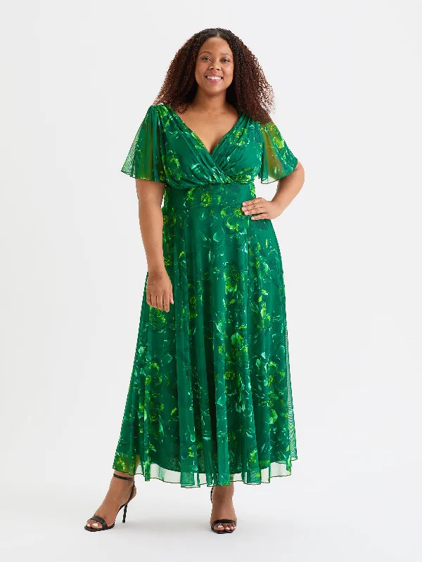 Weekend Flash Sale statement dressIsabelle Green Chartreuse Float Sleeve Maxi Dress
