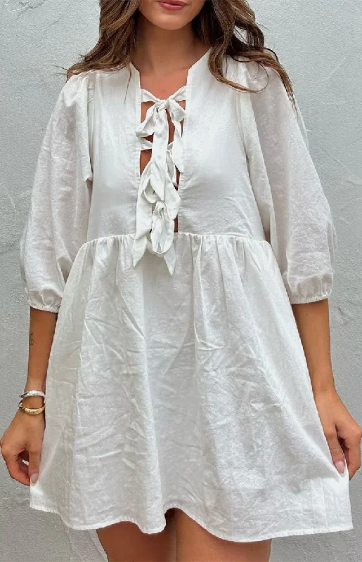 Early Bird Discount functional coatIssy White Mini Dress
