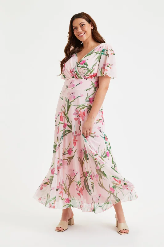 Anniversary Sale party dressIsabelle Pink Pink Float Sleeve Maxi Dress