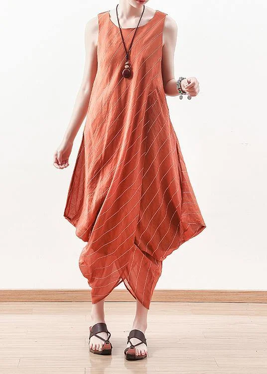 Price Meltdown boho-chic dressGoddess temperament dress was thin and irregular in orange long skirt