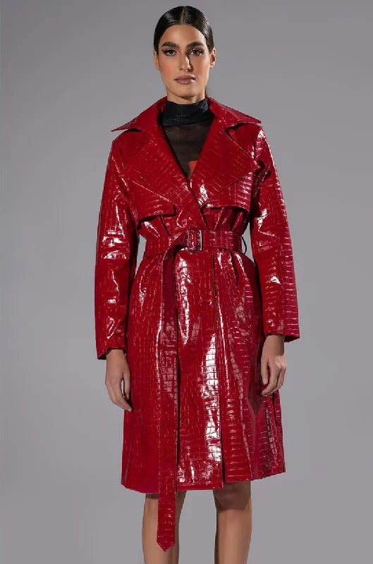 Must-Have Deals puffer jacketFEELING EXTRA BOSSY RED CROC TRENCH