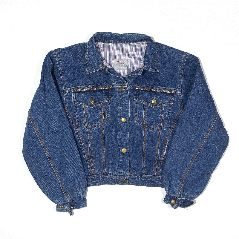 Crazy Deals stylish blazer coatSTALLONE Jacket Blue 80s Denim Blanket Lined Womens M