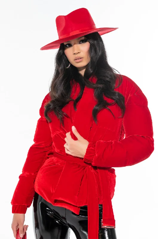 Super Sale everyday winter coatAZALEA WANG VELVET RED WRAP PUFFER