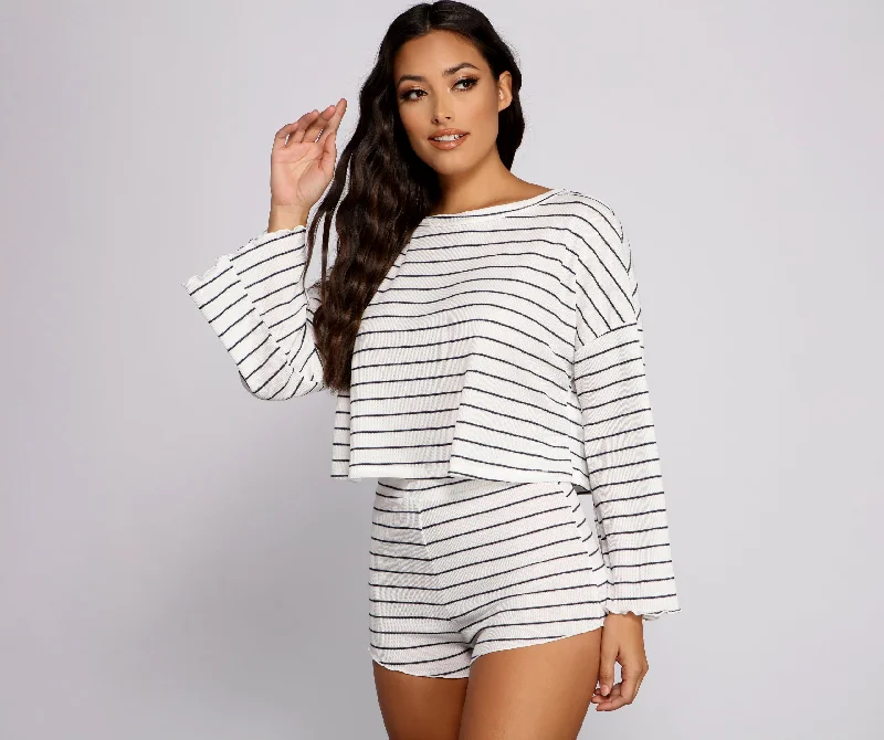 Don't Miss Long Sleeve Stripped Pajama Top