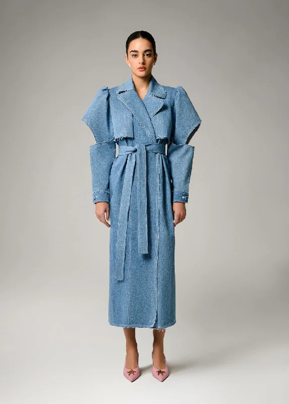 Value Deals casual utility jacketAQUA DENIM TRENCH