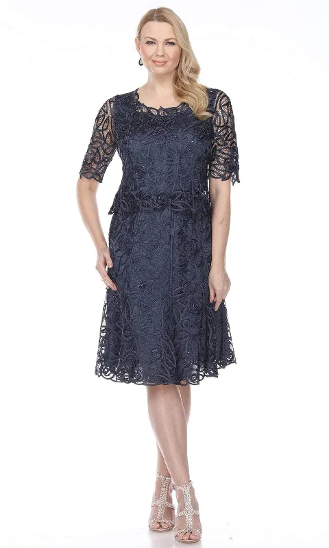 Price Slash Soulmates C9128 - Silk Hand Crochet Short Sleeve Top With Skirt Set