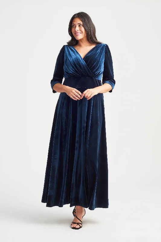Price Cut floral midi dressVerity Velvet Blue Maxi Gown