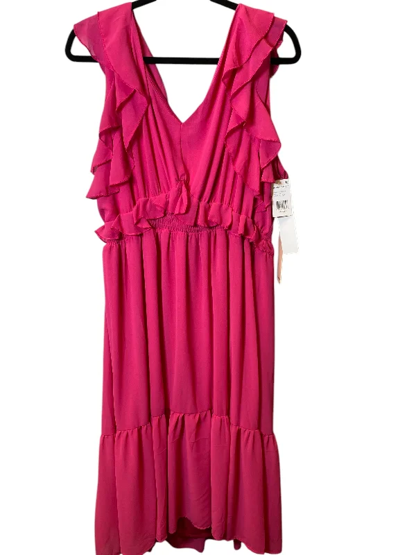 Limited Time Discount long-sleeve floral dressDress Casual Midi By Cmc In Pink, Size: 2x
