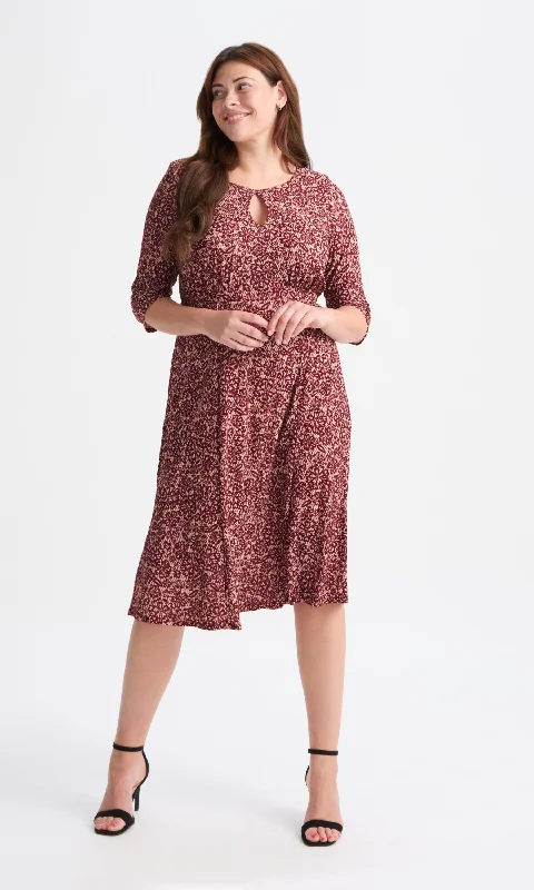 Deal Dash wool dressKeyhole Wine Cream Midi Dress