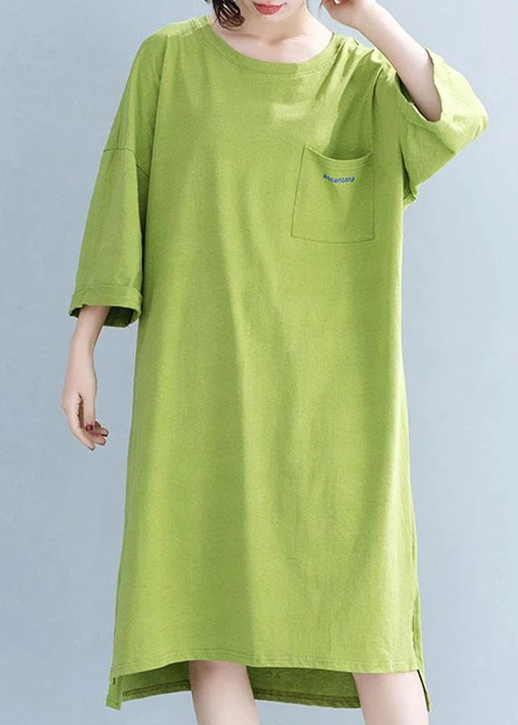 Lowest Price cocktail dressBeautiful o neck half sleeve Cotton tunic pattern Work green Dress