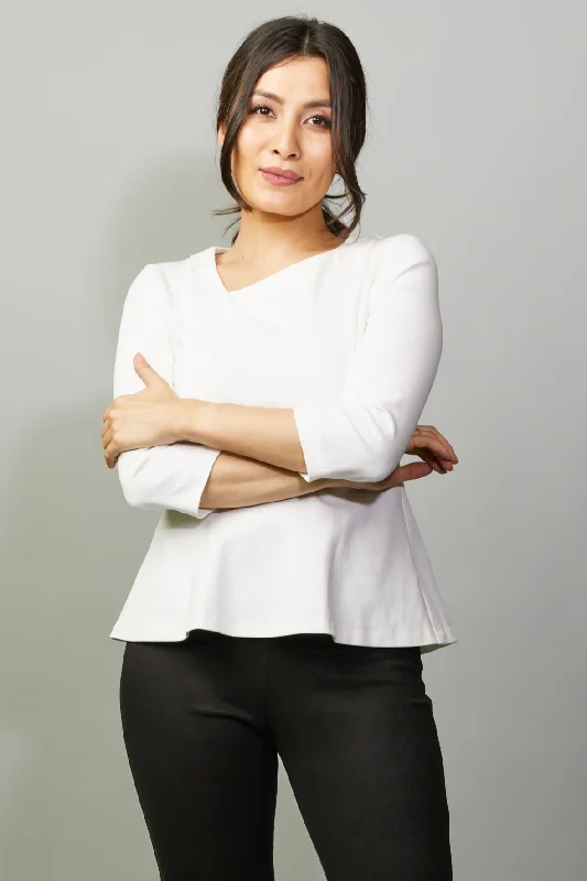 Fantastic Deals Asymmetrical Peplum Top - White