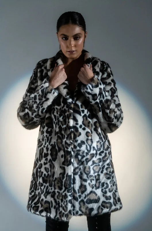 Seasonal Clearance insulated winter jacketCHEETAH FAUX FUR COAT