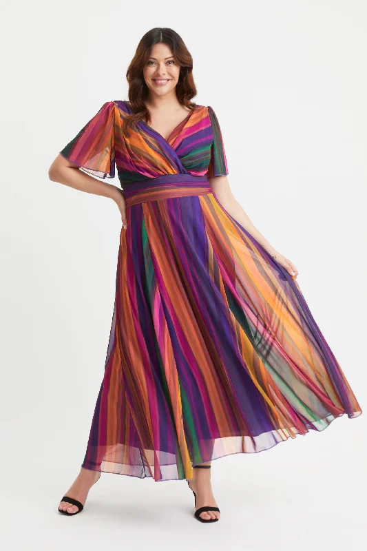 Extra Discounts formal dressIsabelle Multi Stripe Float Sleeve Maxi Dress