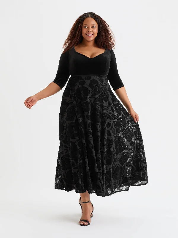 Weekend Deal relaxed fit dressBlack Velvet 2-in-1 with Flock Skirt