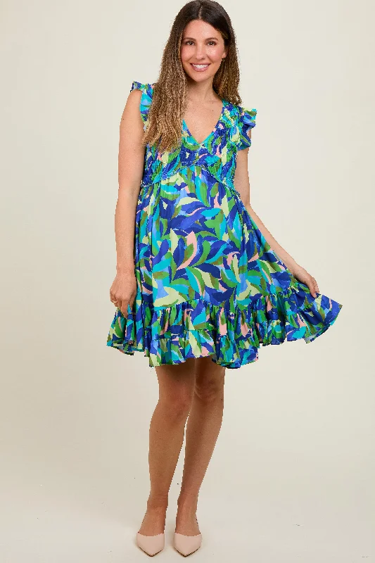 Online Only cocktail dressBlue Abstract Print Maternity Mini Dress