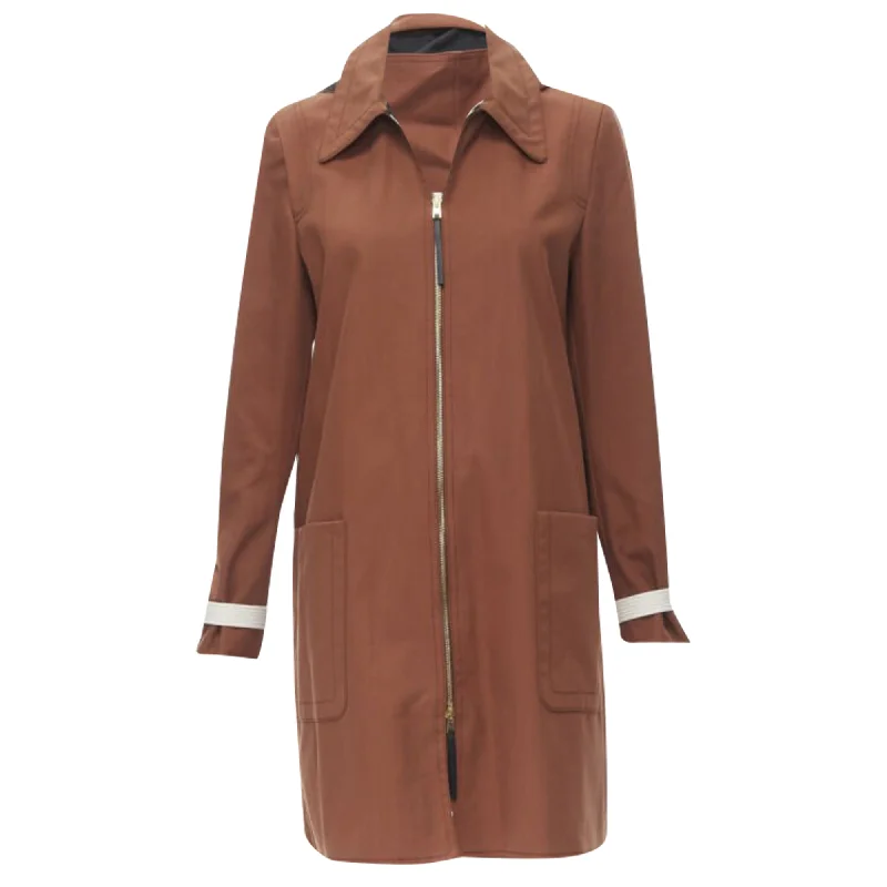 Special Discount Marni brick cotton strapped cuff zip hooded overcoat