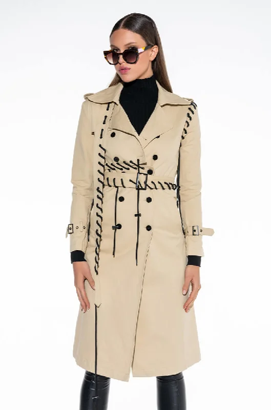 Today’s Deal winter coatSUPER MODEL VIBES LACE UP TRENCH COAT