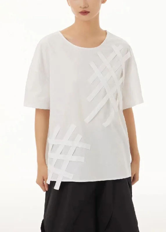 Quick Sale Women White O-Neck Oversized Cotton Tank Tops Summer TS1041