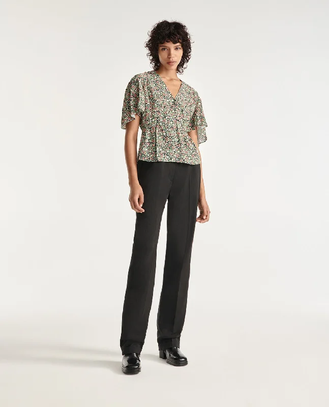 Today's Special Flowing Frilly Top With Floral Print | Women | Green