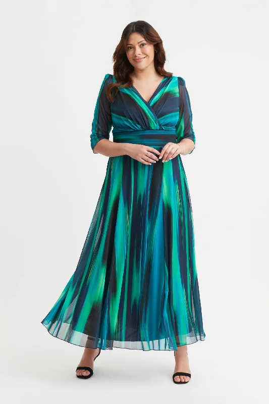 Exclusive Preview ashionable dressVerity Green Ikat Print Maxi Gown