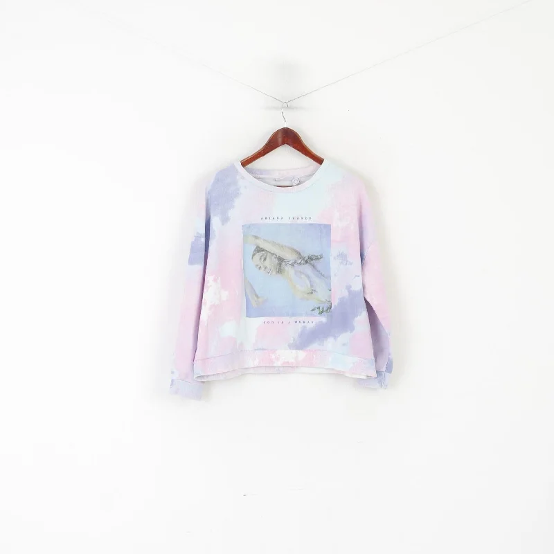 Deal Mania Ariana Grande Women M 12/14 Sweatshirt Pink Faded Oversize Cropped Graphic Top
