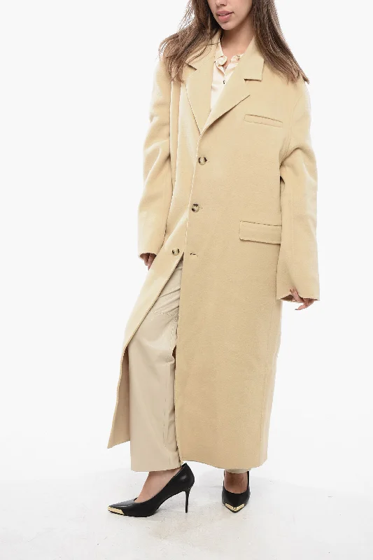 Price Slash Nanushka Oversized Wool And Silk Veda Coat With Flap Pockets