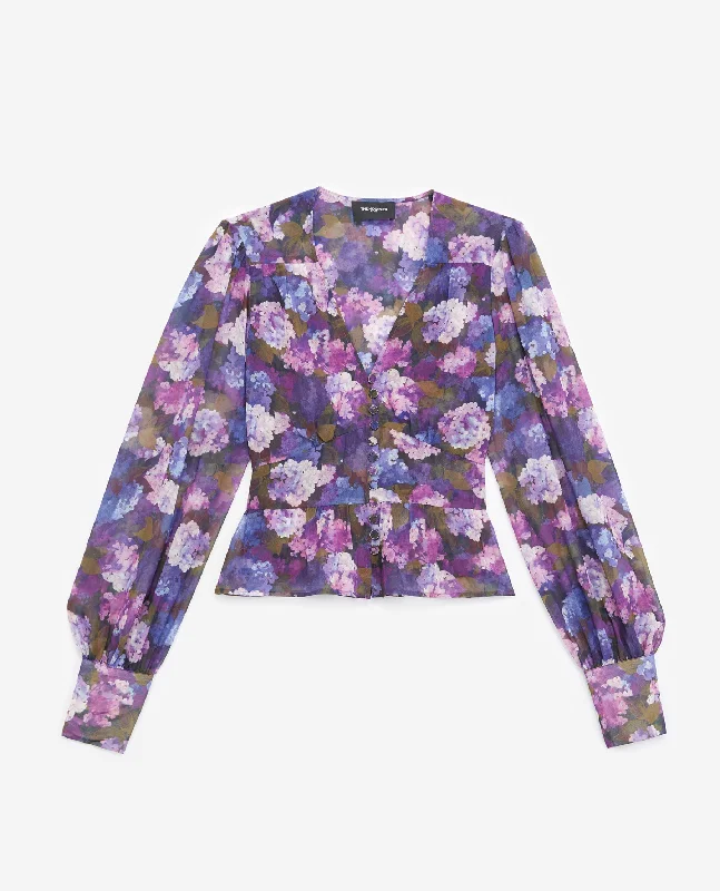 Can't Miss Buttoned Purple Top With Print | Women | Multicolorlor