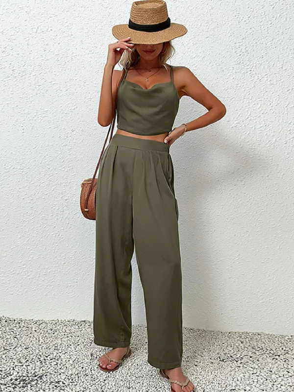 Last Chance Crisscross Back Cropped Top and Pants Set