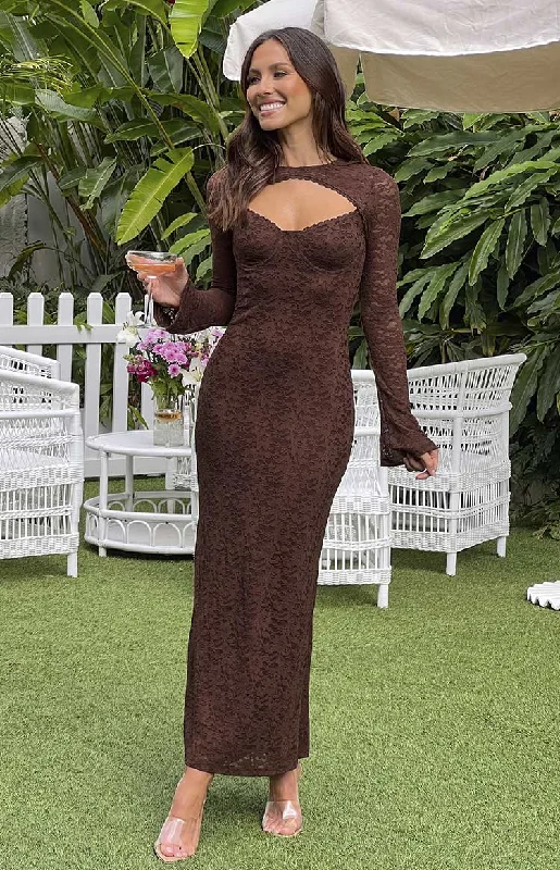 Overstock cozy coatCamielle Brown Maxi Dress