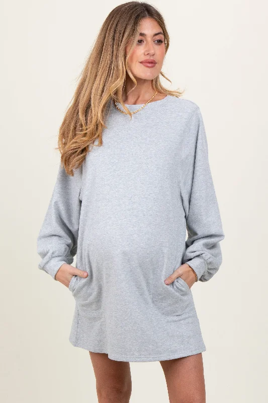 Savings Galore minimalistic dressHeather Grey Ultra Soft Maternity Sweatshirt Dress
